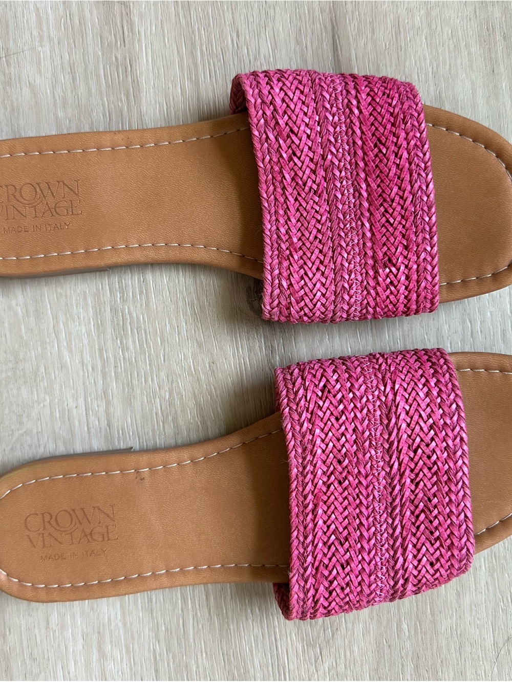 Crown Vintage Hot Pink Braided Slide Sandals